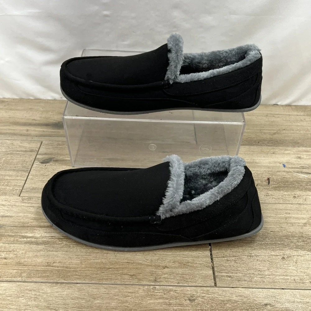 Deer‎ Stags Spun Moccasin Slippers - Black Suede Men's Size 14M